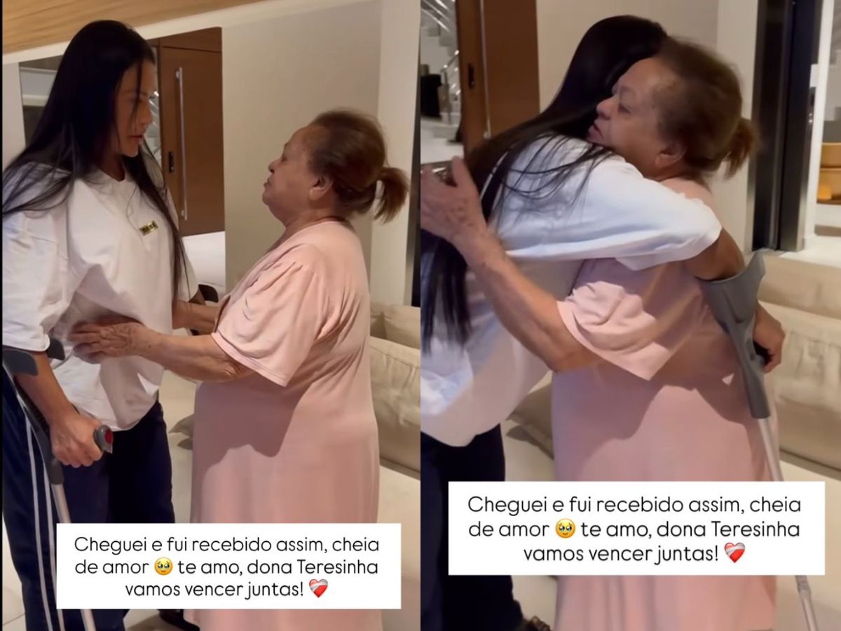 Gracyanne mostra recepção da mãe de Belo após deixar o hospital e voltar para casa
