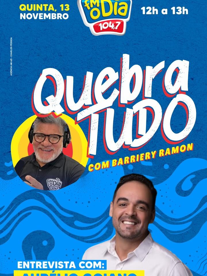 Barriery Ramon entrevista o prefeito de Parauapebas Aurélio Goiano hoje, ao meio-dia, na FM O DIA 104,7 FM