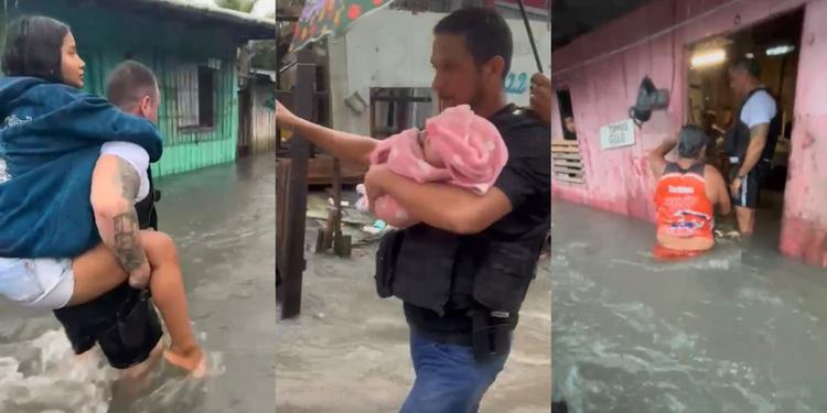 Polícia Militar resgata moradores durante alagamentos no Tapanã
