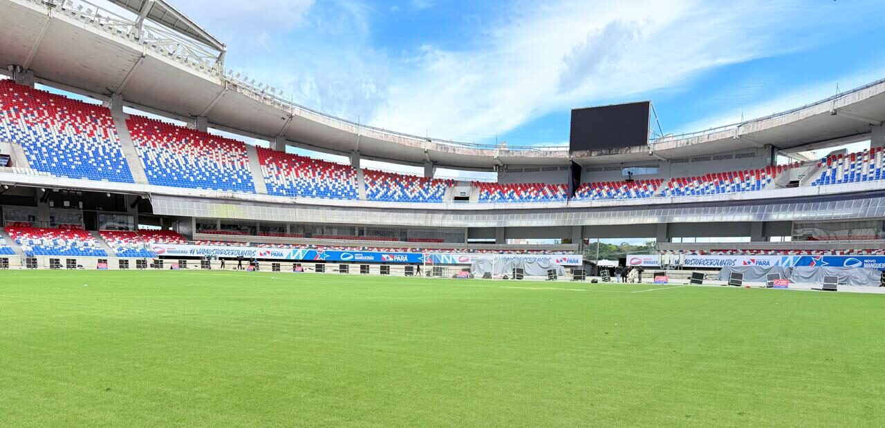 Recorde nacional: Mangueirão desmonta show e prepara campo para jogo em menos de 12 horas
