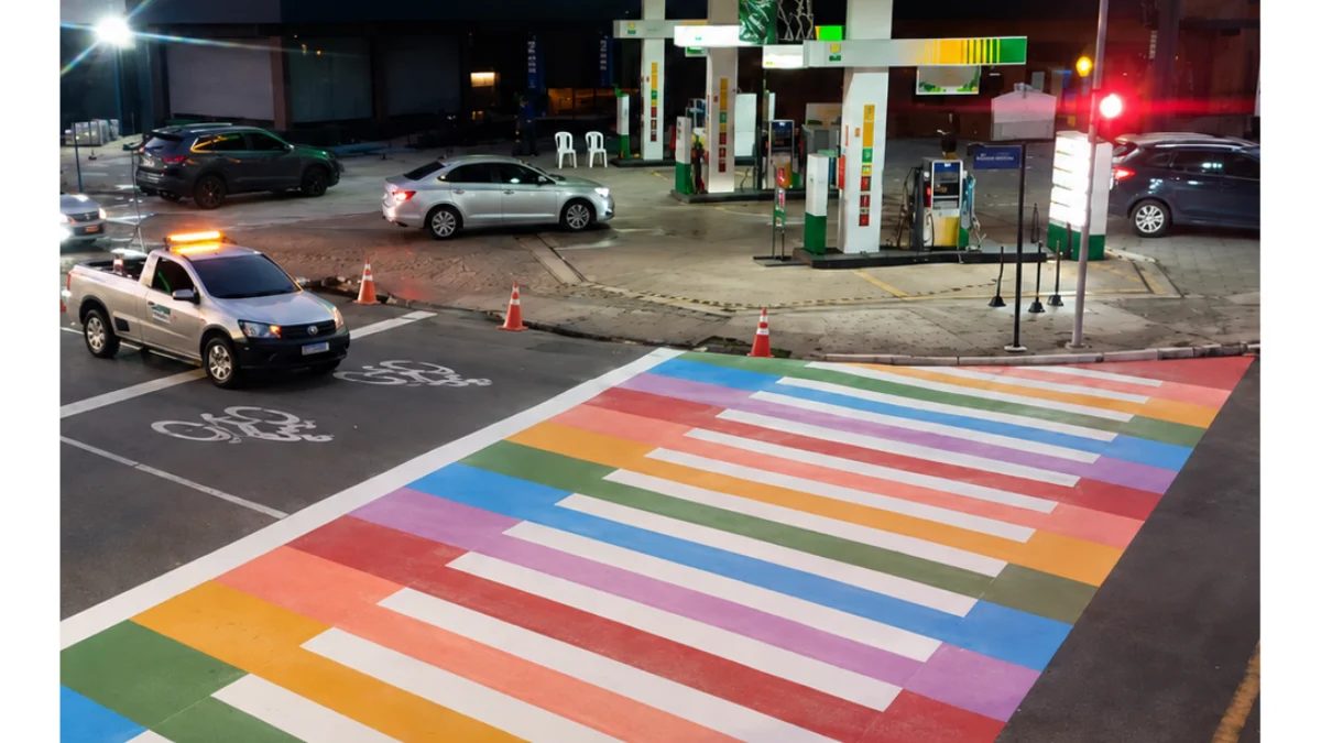 Belém ganha faixa de pedestres com cores do arco-íris para o Dia do Orgulho LGBT+