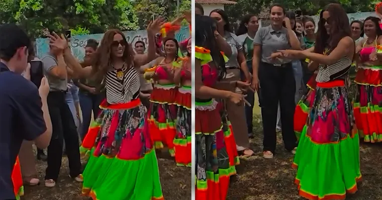 Anitta curte rock doido em comunidade do Pará